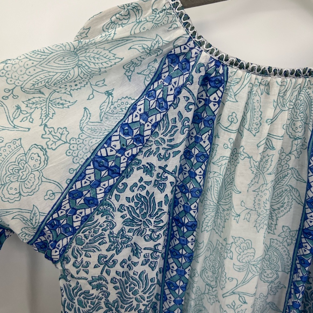 Bella tu blue and white peasant blouse - Picture 7 of 11